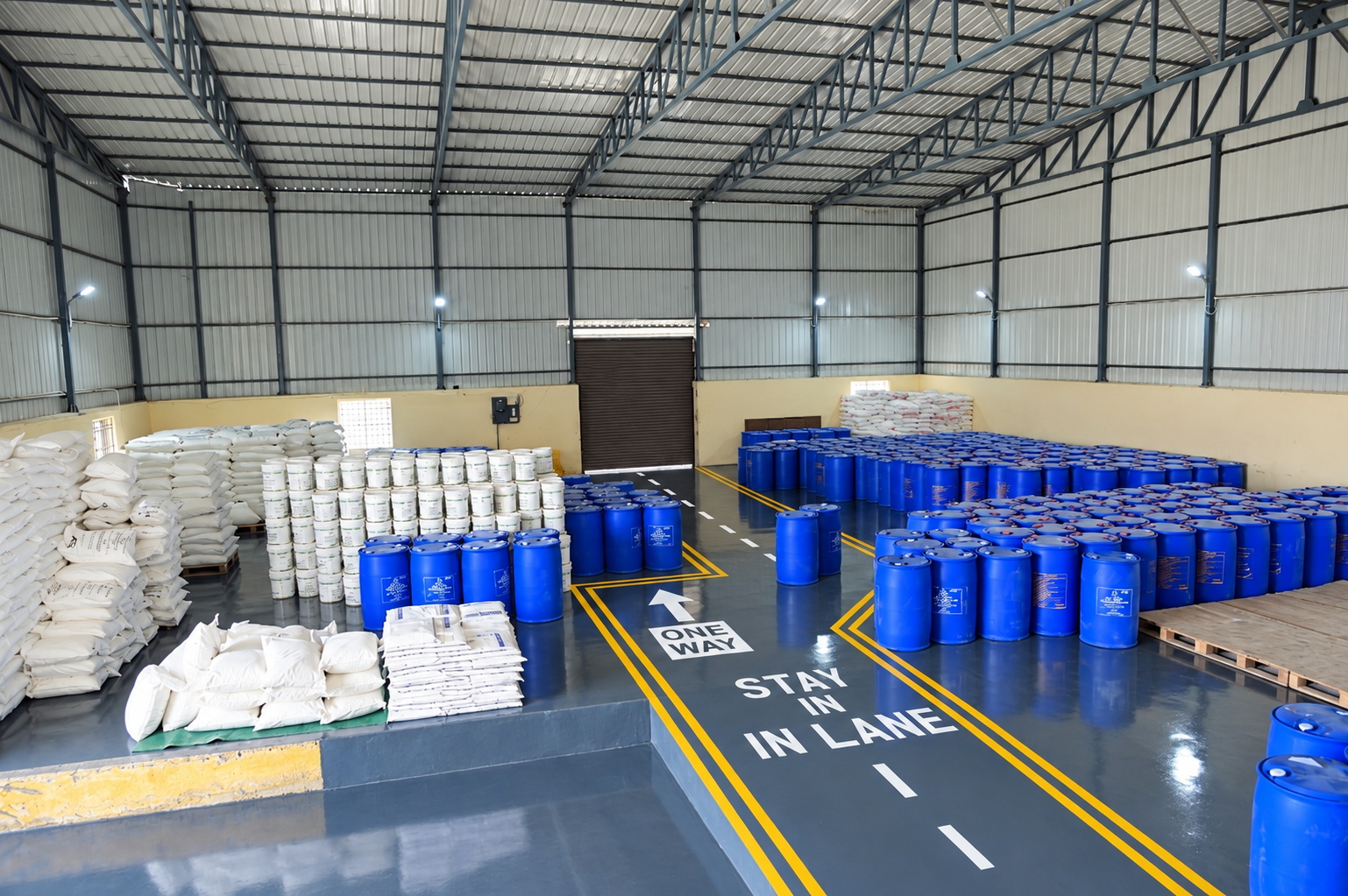 Organised food ingredient warehouse stock checking and dispatch preparation